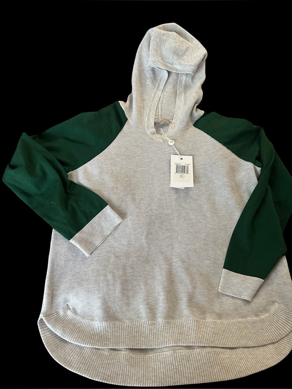 NWT Evolution by Cyrus hoodie waffle knit. Size XL (gray/green)